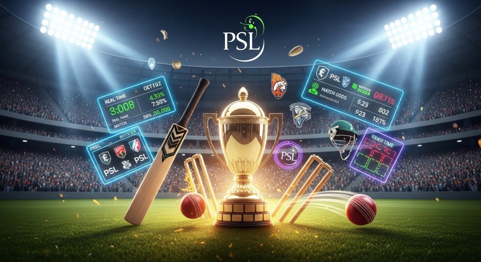 GoldsBet login Pakistan – Complete PSL 2024 betting guide with cricket stadium, trophy, and live betting graphics.